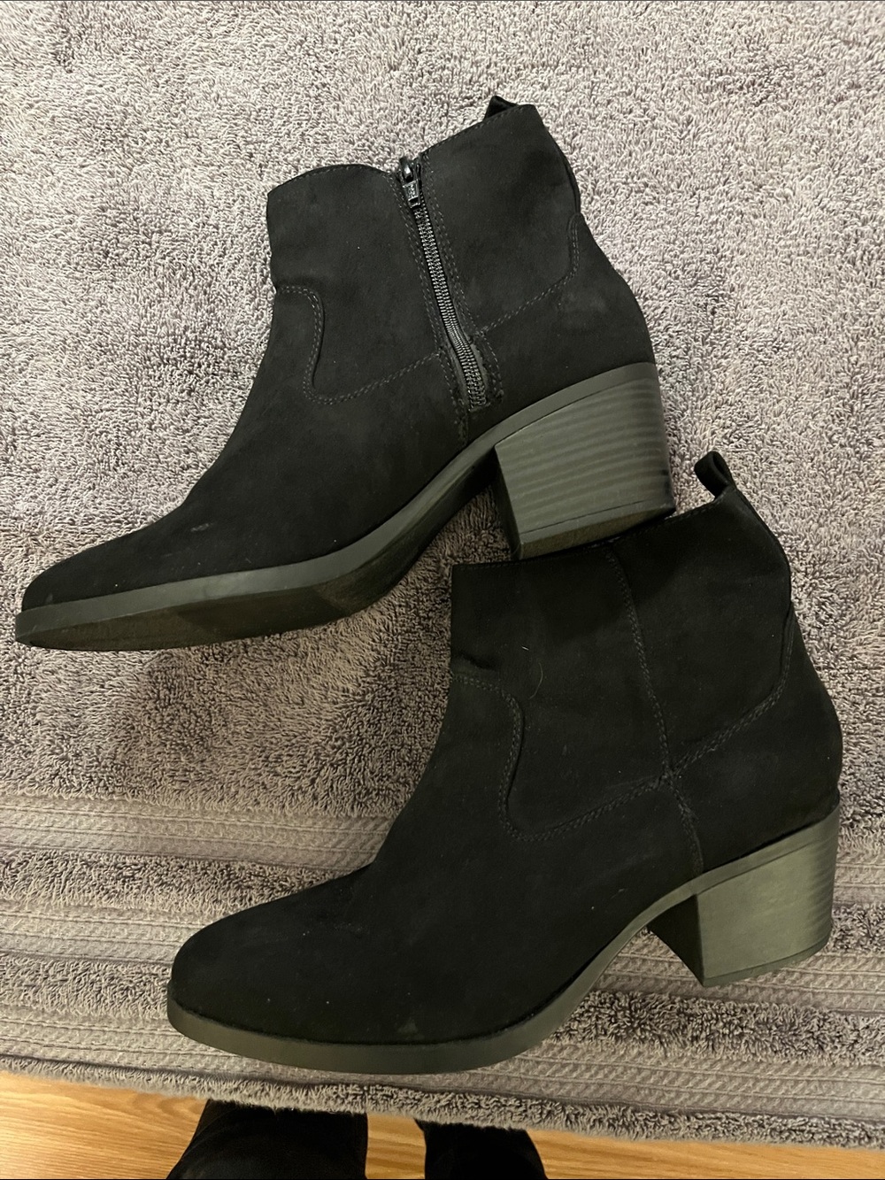 Old Navy Black Suede Ankle Booties with Block Heel